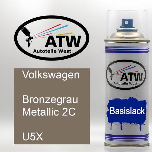 Volkswagen, Bronzegrau Metallic 2C, U5X: 400ml Sprühdose, von ATW Autoteile West.